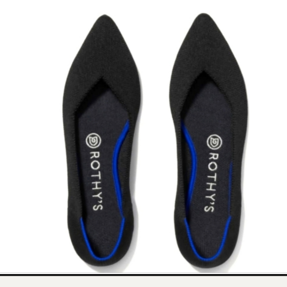 🧡 Rothy's The Point Black Solid Woman's Flat Shoes